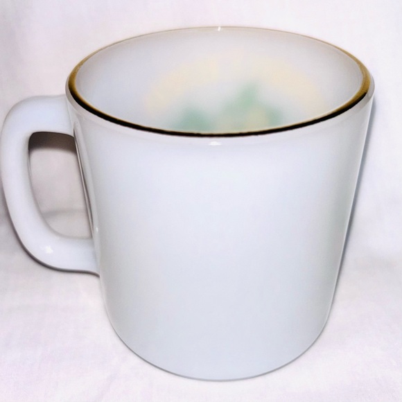 Vintage Glasbake Mug Provincial Flower BC Dogwood British Columbia Milk Glass - Picture 2 of 4